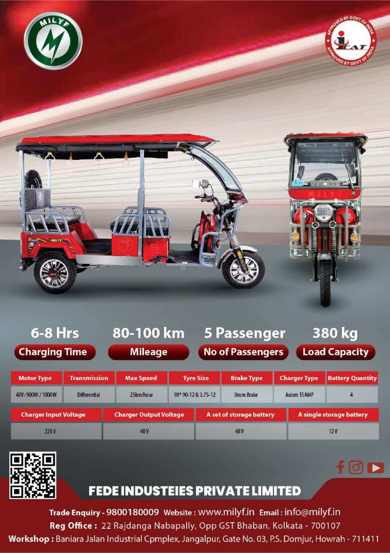 MILYF Passenger E-Rickshaw